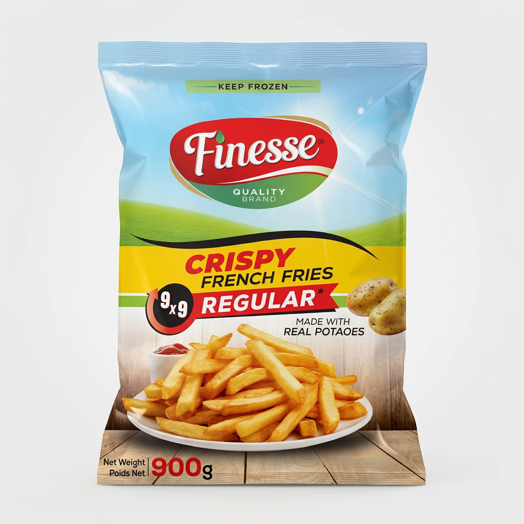 Finesse 9x9 coated fries bag, cleaned-up studio packshot