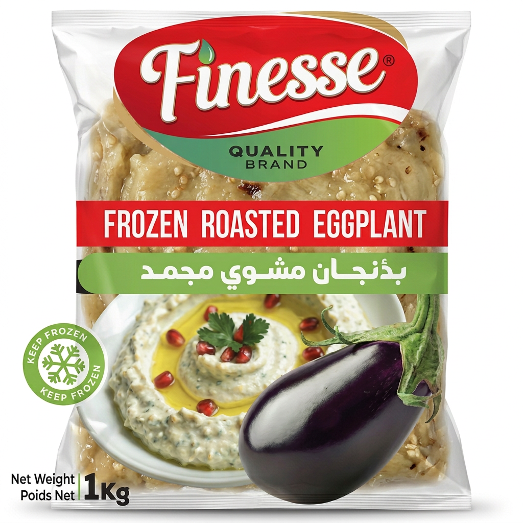 Finesse roasted eggplant in a transparent bag