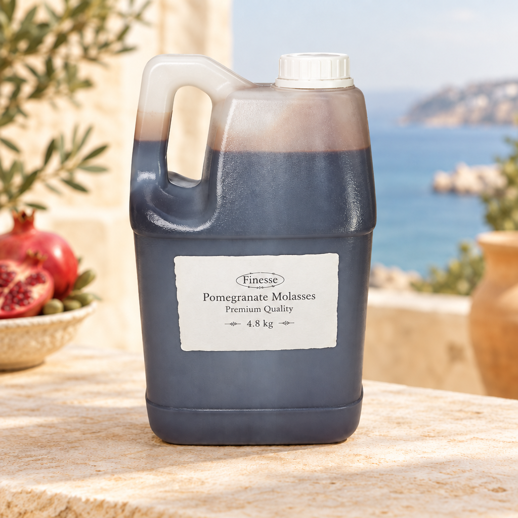 Pomegranate Molasses 4.8 kg jug with Finesse in the oval logo